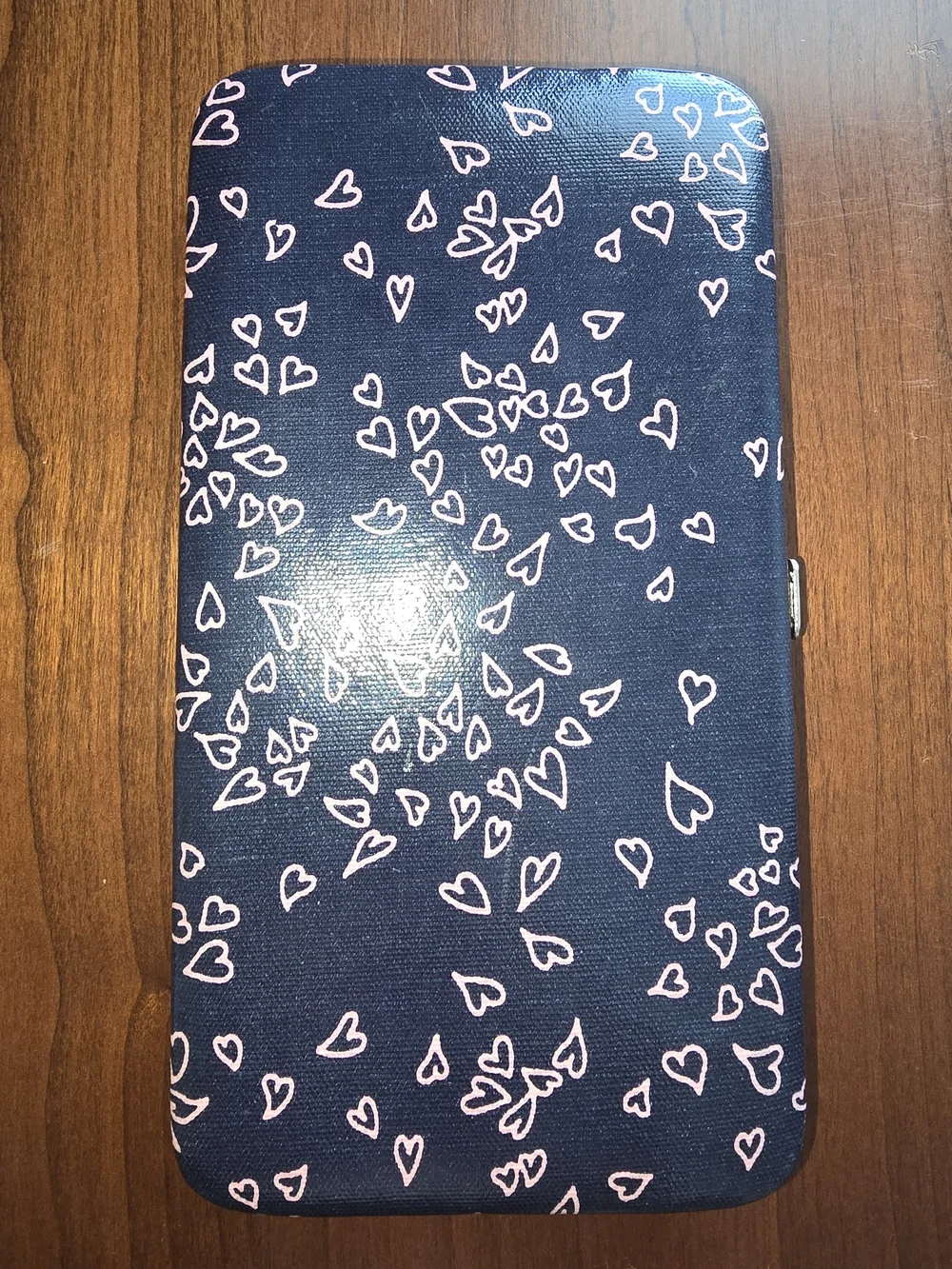 Target Navy and Pink Heart 💖 Snap Wallet with Gold Interior, Like New Condition